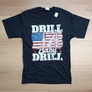 Drill Baby Drill - American Flag Oil Field - New Small Black T-Shirt
